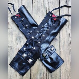 Lace Up Leather Gloves